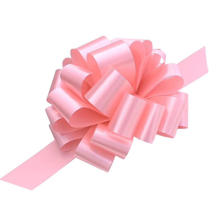 GiftWrap Etc. Large Rose Petal Pink Ribbon Pull Bows  9 Wide Set of 6 Valentines Day Baby Shower Gift Bows Gender Reveal Birthday Presents Christmas Easter
