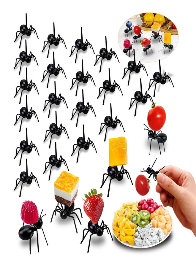 VYNFLICK Ant Fruit Toothpicks - Reusable Party Food Forks 48pcs Plastic Ant Appetizers Decor Bug Themed Cocktail Fork for Birthday Picnic Decor - Image 1