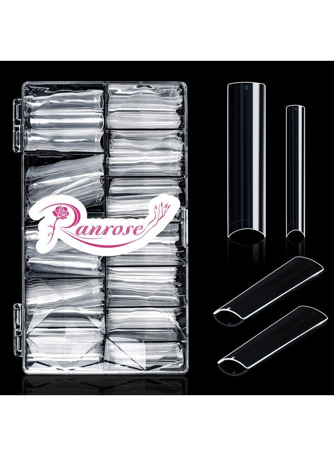 ranrose 600Pcs Clear Extra Long No Curve Nail Tips Xxxl Super Long Half Cover No C Curve False Nails 12 Sizes Tapered Square Nail Tips Press On Nails With Box - Image 1