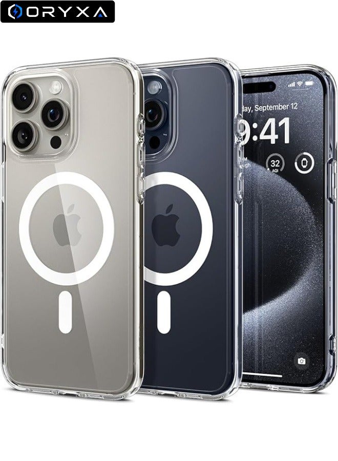 ORYXA iPhone 15 Pro Case Clear MagSafe, Transparent Back Cover with N52 Magnetic, Military-Grade Shockproof Protection, Ultra Slim Anti-Yellow Phone Cover for iPhone 15 Pro 6.1-Inch (2023) - Image 1