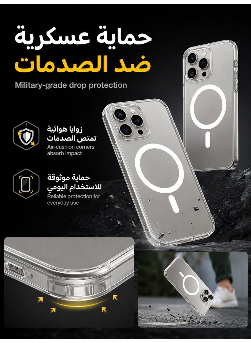 ORYXA iPhone 15 Pro Case Clear MagSafe, Transparent Back Cover with N52 Magnetic, Military-Grade Shockproof Protection, Ultra Slim Anti-Yellow Phone Cover for iPhone 15 Pro 6.1-Inch (2023) - Image 3