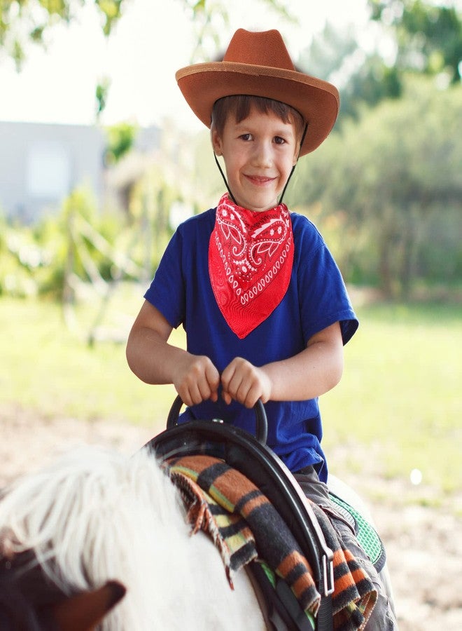 Funtery مجموعة من 20 قطعة من قبعات رعاة البقر للأطفال من Funtery، قبعات غربية مع وشاح أحمر لحفلات أعياد الميلاد والهالوين (بني وأحمر) - Image 5