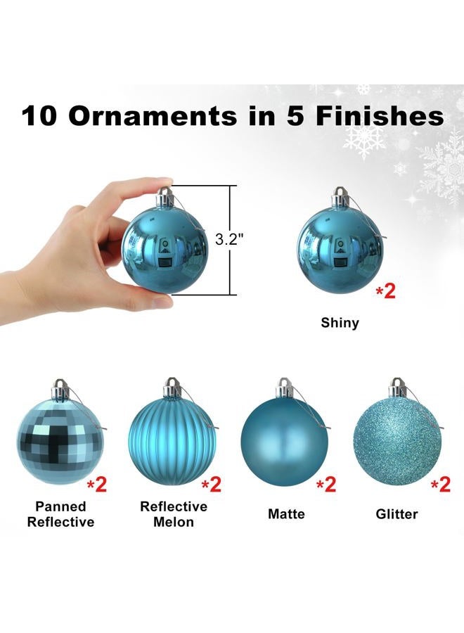 GameXcel Baby Blue 3.2" Large Christmas Balls - Christmas Tree Decoration Ornaments Shatterproof Hanging Balls for Birthday Halloween Holiday Wedding Decorations Set of 10pcs - Image 2