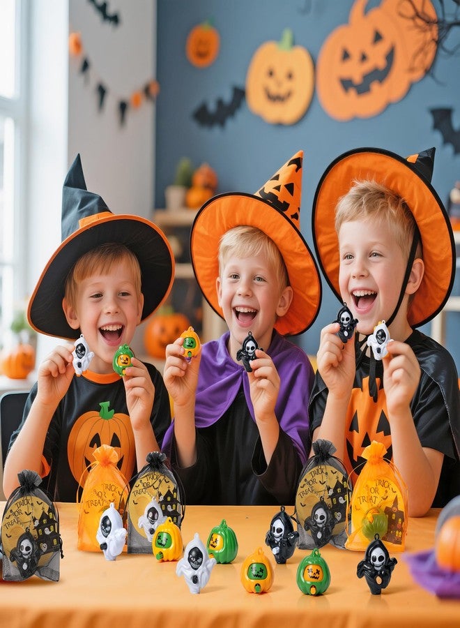 CY2SIDE 24 Pack Halloween Pumpkin Ghost Face-Changing Toys with Greeting Cards for Kids Classroom Exchange, Haunted House Trick or Treat Gift Cards and Halloween Keychains Gifts Ornament Party Favors - Image 5