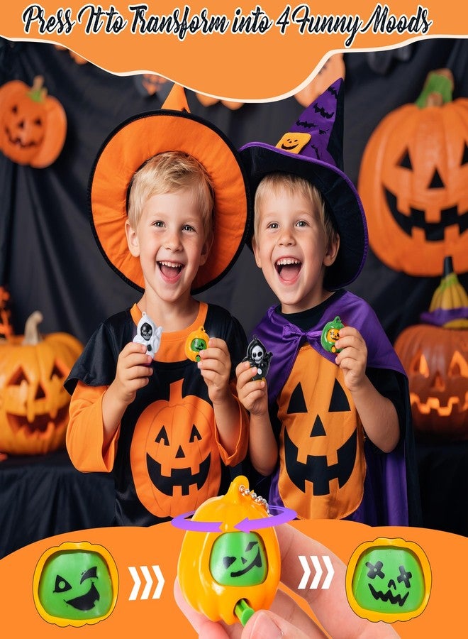 CY2SIDE 24 Pack Halloween Pumpkin Ghost Face-Changing Toys with Greeting Cards for Kids Classroom Exchange, Haunted House Trick or Treat Gift Cards and Halloween Keychains Gifts Ornament Party Favors - Image 4