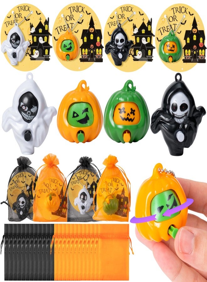 CY2SIDE 24 Pack Halloween Pumpkin Ghost Face-Changing Toys with Greeting Cards for Kids Classroom Exchange, Haunted House Trick or Treat Gift Cards and Halloween Keychains Gifts Ornament Party Favors - Image 1