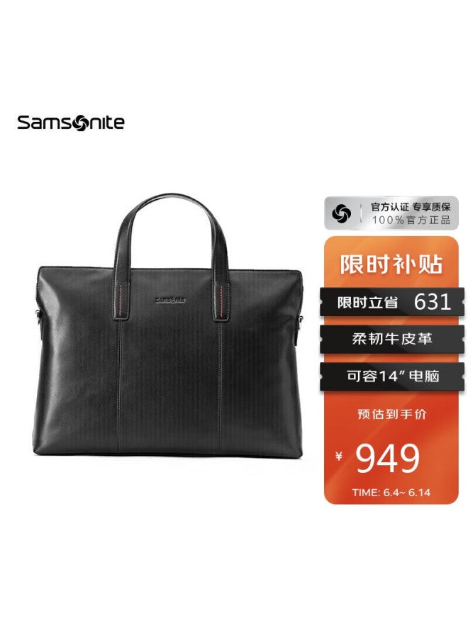 Samsonite Men's Handbag, 13-inch Laptop Bag, Casual Commuter Cowhide Briefcase, Qixi Tk9 - Image 1
