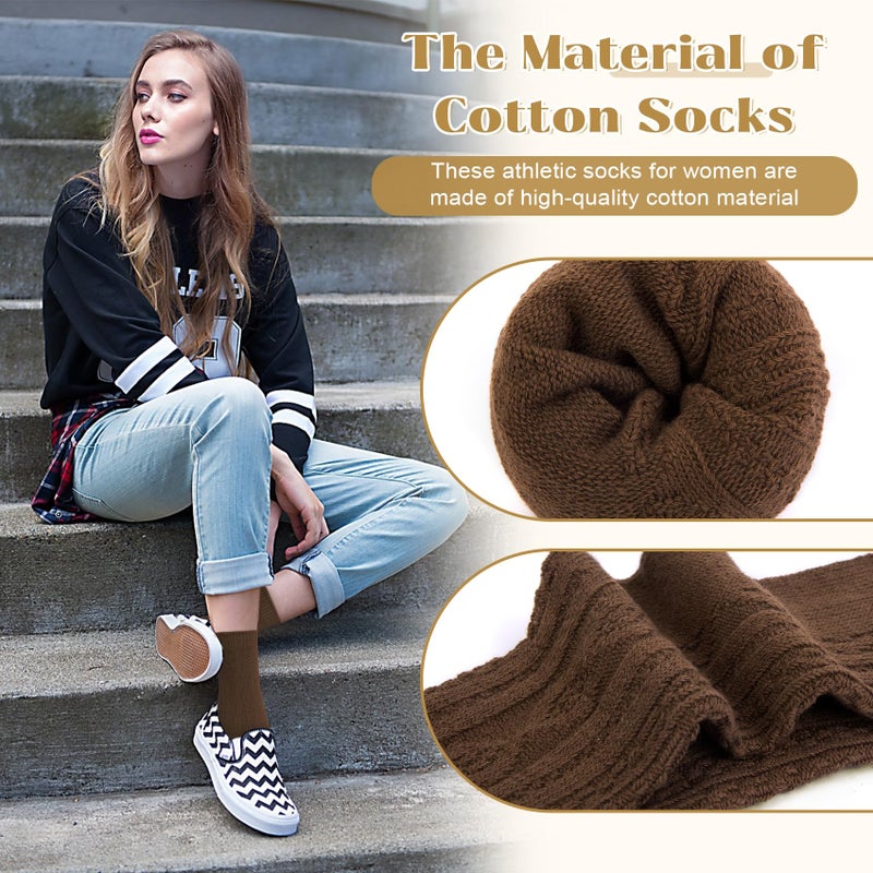 Justay Crew Socks for Women - Soft Knit Boot Calf Comfortable Cute Dress Cotton Socks Gifts - Image 3