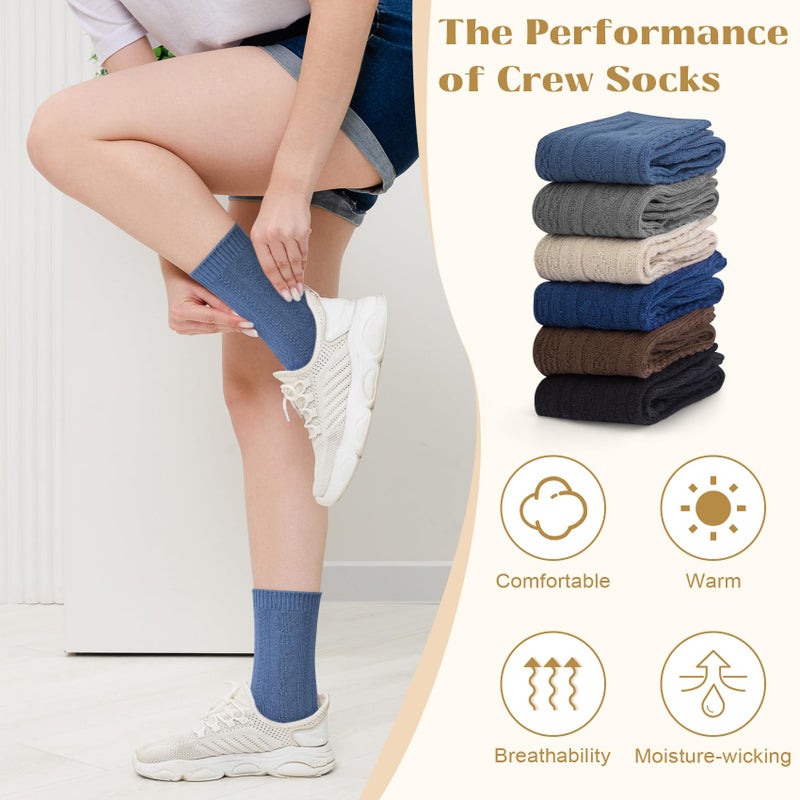 Justay Crew Socks for Women - Soft Knit Boot Calf Comfortable Cute Dress Cotton Socks Gifts - Image 4