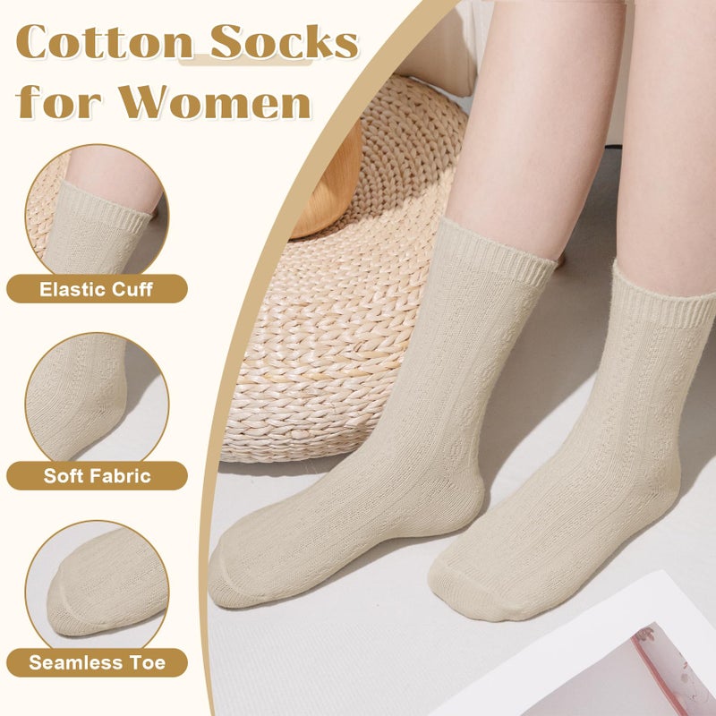 Justay Crew Socks for Women - Soft Knit Boot Calf Comfortable Cute Dress Cotton Socks Gifts - Image 2