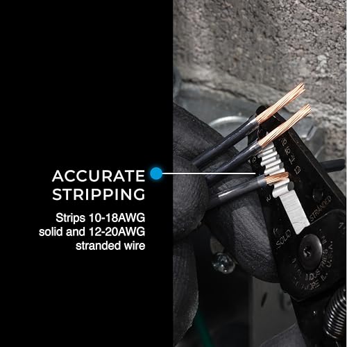 Ideal Industries IDEAL Electrical 45-120 T-5 T-Stripper - 10-20 AWG, Yellow Wire Stripper with Looping Holes, Plier Nose, Spring Loaded Automatic Opening,Black - Image 4