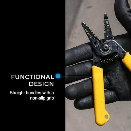 Ideal Industries IDEAL Electrical 45-120 T-5 T-Stripper - 10-20 AWG, Yellow Wire Stripper with Looping Holes, Plier Nose, Spring Loaded Automatic Opening,Black - Image 3