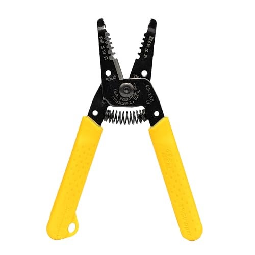 Ideal Industries IDEAL Electrical 45-120 T-5 T-Stripper - 10-20 AWG, Yellow Wire Stripper with Looping Holes, Plier Nose, Spring Loaded Automatic Opening,Black - Image 1