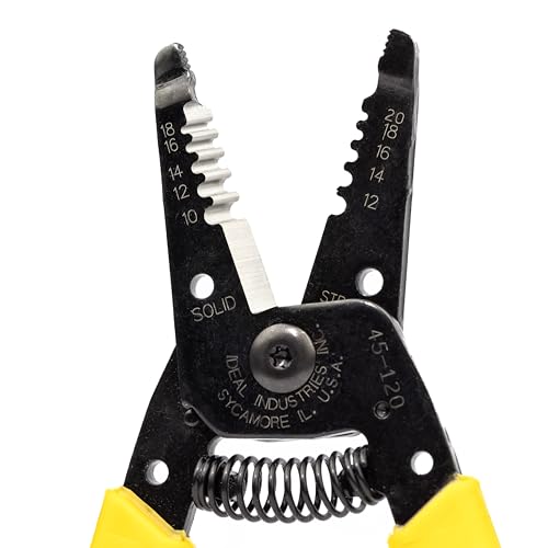 Ideal Industries IDEAL Electrical 45-120 T-5 T-Stripper - 10-20 AWG, Yellow Wire Stripper with Looping Holes, Plier Nose, Spring Loaded Automatic Opening,Black - Image 5
