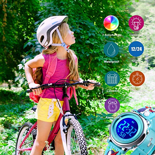cofuo Kids Digital Sport Waterproof Watch for Girls Boys, Kid Sports Outdoor LED Electrical Watches with Luminous Alarm Stopwatch Child Wristwatch - Image 3