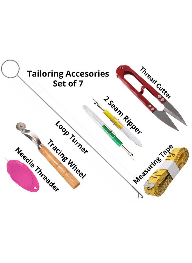 Artonezt Artonezt Tailoring Accessories- Loop Turner Hook Needle + Thread Cutter + Seam Ripper Stitch Unpicker + Measuring Tape + Tracing Wheel Tool DIY Sewing Tailoring Dress Making - Image 2