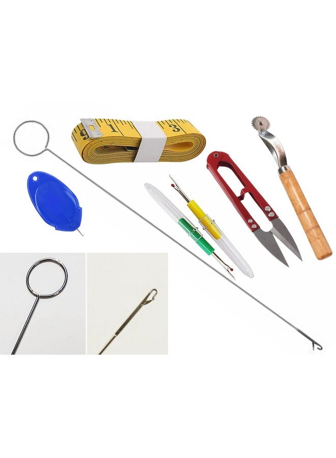 Artonezt Artonezt Tailoring Accessories- Loop Turner Hook Needle + Thread Cutter + Seam Ripper Stitch Unpicker + Measuring Tape + Tracing Wheel Tool DIY Sewing Tailoring Dress Making - Image 1