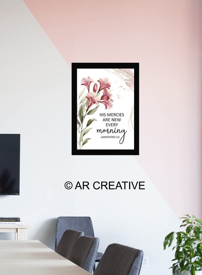 AR Creative - His Mercies New - Bible Verse Wall Photo Framed Wall Poster, Bible Quotes Print with Frame, Home, Office Decor, Bible Quotes Poster (13.6 inch x 10.2 inch) - Image 2