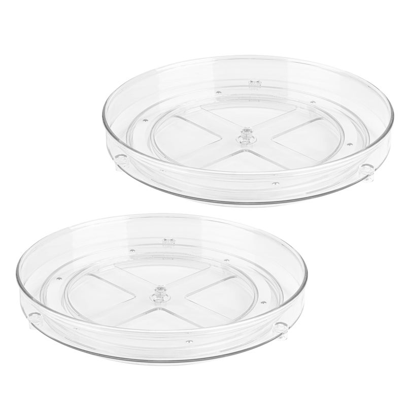 Oizeir Clear Lazy Susan Organizer Pack of 2 9 Inch Turntable for Kitchen Pantry Fridge Bathroom and Vanity Countertops Acrylic Rotating Organizer