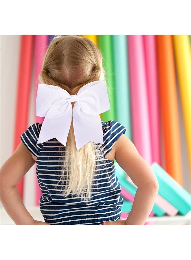 Aileam 12 Pcs Large Cheer Bows 8" Bulk Hair Bow Accessories with Ponytail Holder for Girls High School College Cheerleading - Image 4
