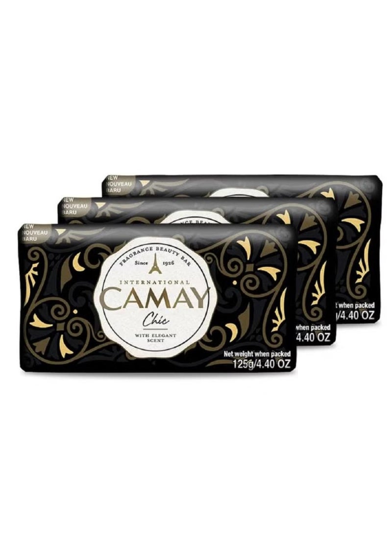 Chic Citrus Beauty Soap with Aromatic Wood, Indulging French Fragrance, Moisturizing Bathing Body Soap with Nature’s Scent & Creamy Lather for Daily Skincare, 125g 3 Pcs