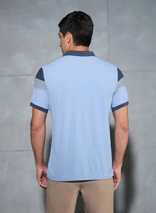 Technosport Color Block Short Sleeve Pique Slim Fit Polo T-Shirt