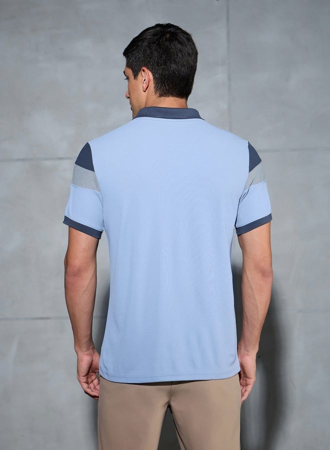 Technosport Color Block Short Sleeve Pique Slim Fit Polo T-Shirt - Image 2