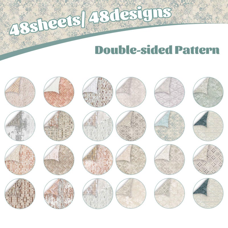 MIATTCLD Scrapbook Paper 12x12 Double Sided Background Paper for Scrapbooking, 48 Sheets/48 Designs Decorative Craft Papers Vintage Patterned Papers for Card Making Journaling Decor (A) - Image 3