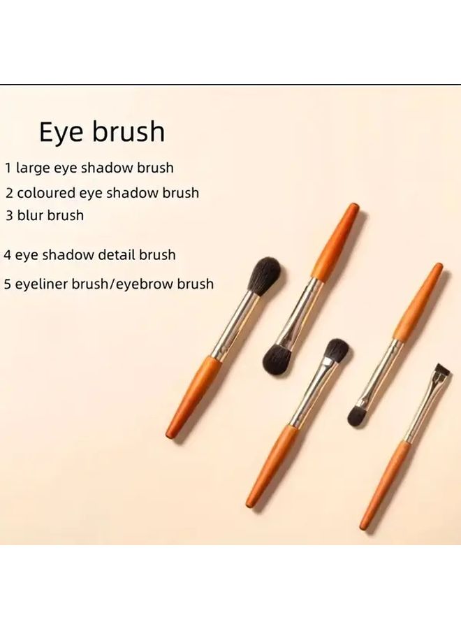 9pcs Wooden Handle Mini Makeup Brush Set Soft Hair Portable Blush Eyeliner Eyeshadow Brush - Image 5
