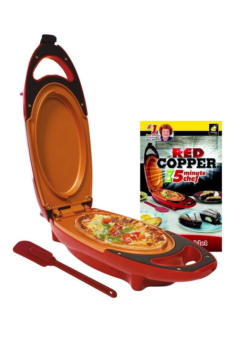 Red Copper 5 Minute Chef Omelette Pan Non Stick Omlette Maker Egg Cooker That Will Cook Paninis Pancakes Your Favourite Meals in 5 Minutes or Less Easy Clean Grill Plate - Image 1