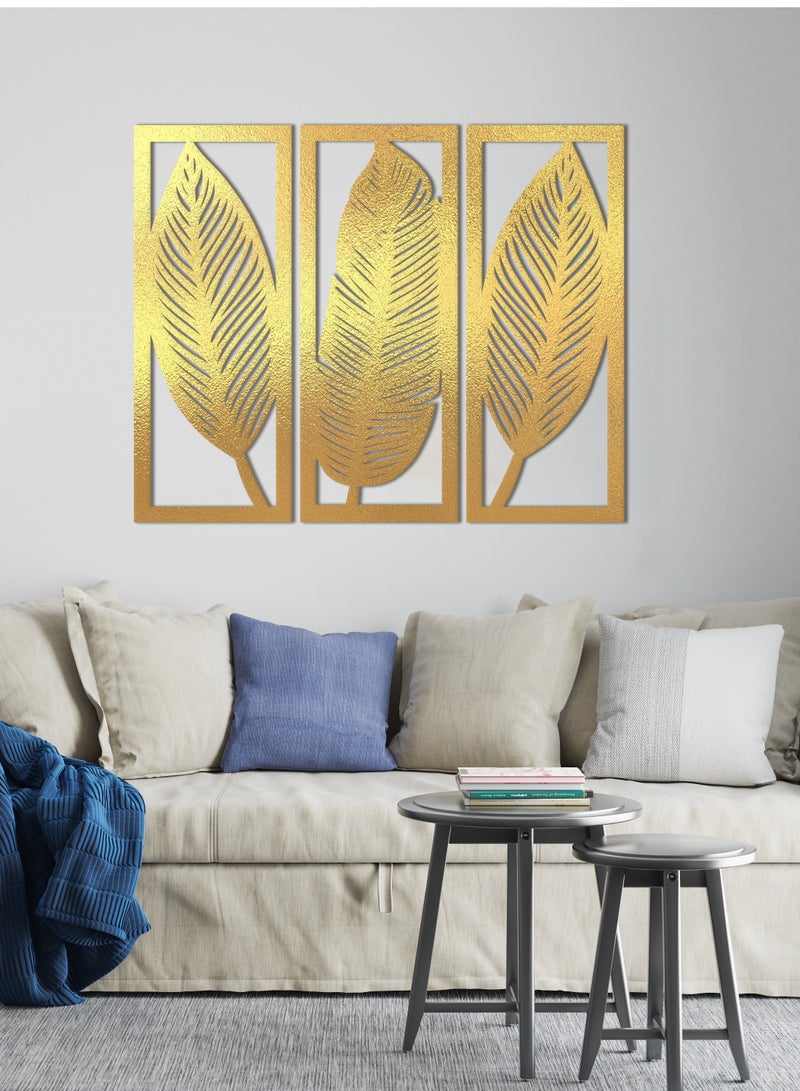 هوم جاليري ديكور حائط خشبي على شكل أوراق شجر - مجموعة من 3 قطع 80 × 30 - Image 2