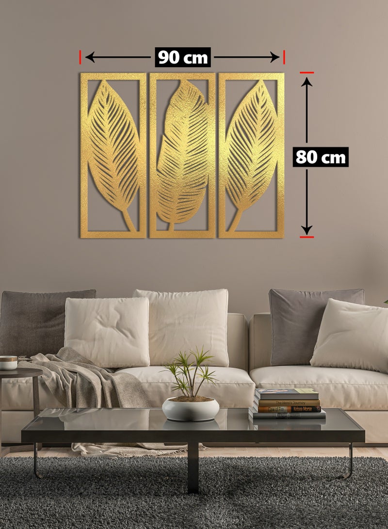 هوم جاليري ديكور حائط خشبي على شكل أوراق شجر - مجموعة من 3 قطع 80 × 30 - Image 3