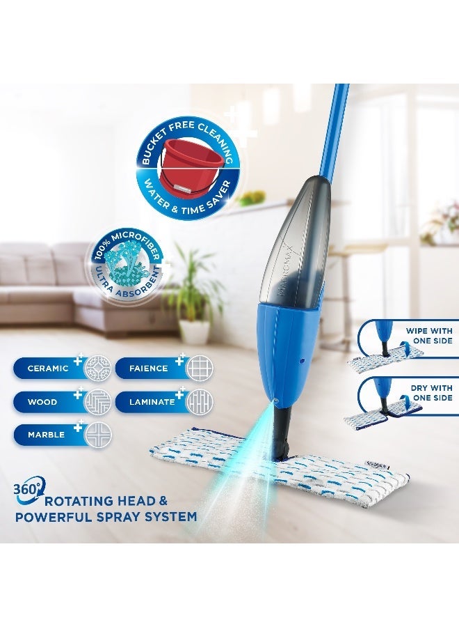 Macromax Falcon Double Spray Mop – 360° Rotating Floor Mop with Dual Spray Nozzles & Microfiber Pad - Image 2