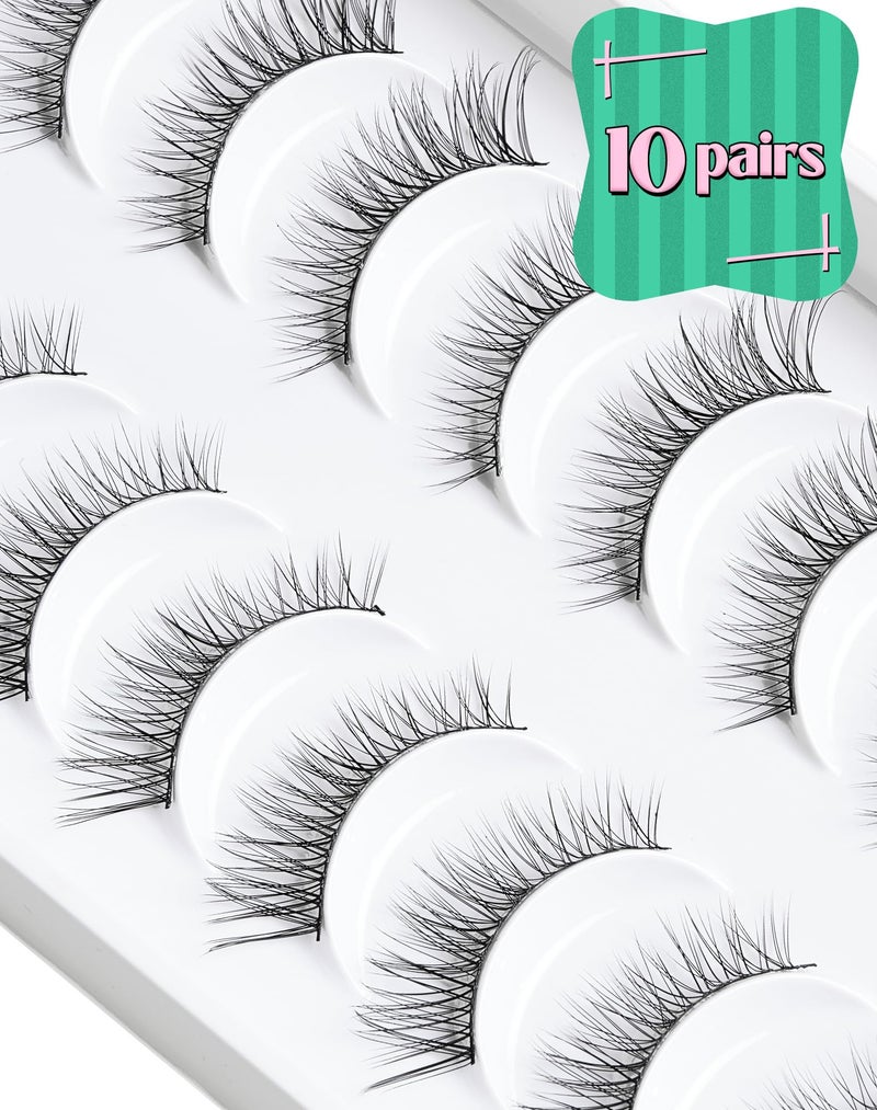 Onlyall Short Lashes Natural Eyelashes Wispy Lashes Small Eyelashes Natural Lashes False Lashes Fake Eyelashes for Beginners 10 Pairs D-M08 - Image 5