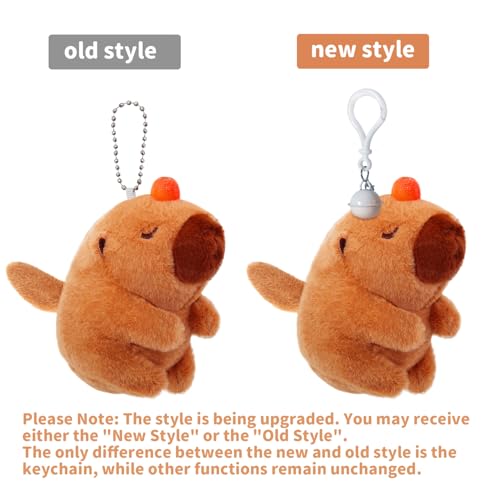 SASBSC Cute Capybara Plush Toy with Shaking Tail Mini Capybara Keychain Stuff Animal Toys for Car Desk Back to School Gifts Backpack Charm Birthday Party Favor Fidget Toys for Kids Aduts Style B - Image 5