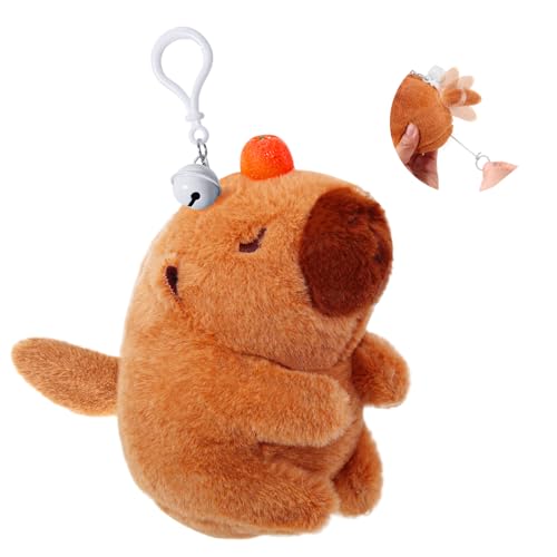 SASBSC Cute Capybara Plush Toy with Shaking Tail Mini Capybara Keychain Stuff Animal Toys for Car Desk Back to School Gifts Backpack Charm Birthday Party Favor Fidget Toys for Kids Aduts Style B - Image 1