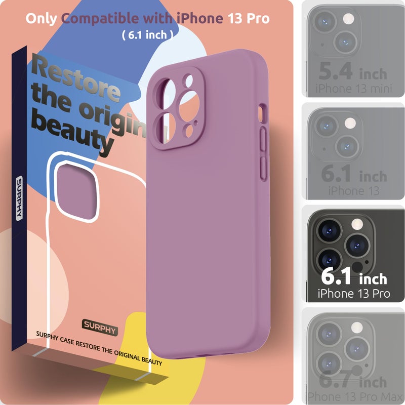 SURPHY Case for iPhone 13 Pro Case with Screen Protector, 13 Pro Liquid Silicone Phone Cases (Camera Protection & Soft Microfiber Lining), Lilac Purple - Image 2