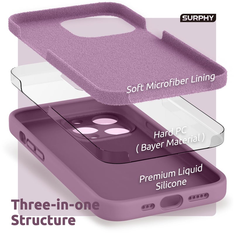SURPHY Case for iPhone 13 Pro Case with Screen Protector, 13 Pro Liquid Silicone Phone Cases (Camera Protection & Soft Microfiber Lining), Lilac Purple - Image 5