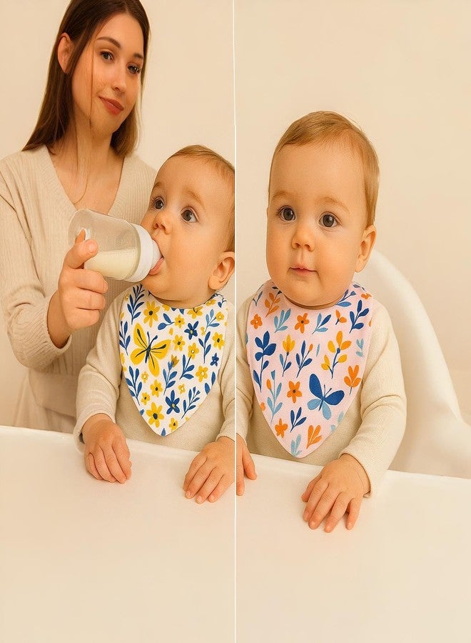 Adhigams Organic Cotton Baby Bibs Set of 2 | 100% Soft, Lightweight & Breathable Quick- Dry Feeding Cloths for Newborns (0-12 Month) | Eco- Friendly, Washable & Reusable Baby Aprons for Boys & Girls - Image 4