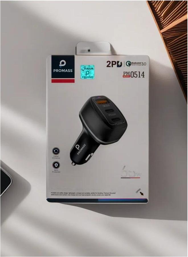 PROMASS Empower Your Devices Anywhere Anytime With 68 Watt Triple Port Car Charger - Image 1