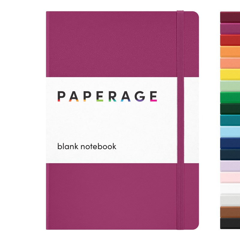 PAPERAGE Blank Journal Notebook, (Raspberry), 160 Pages, Medium 5.6 in x 8 in - 100 GSM Thick Paper â€“ Hardcover Journaling Notebook for Work, School, Note Taking or Sketching - Image 1