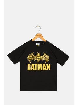 Toddlers Boy Batman Crew Neck Short Sleeve Graphic Print T-Shirt, Black