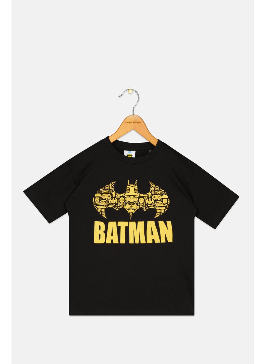 DC - Toddlers Boy Batman Crew Neck Short Sleeve Graphic Print T-Shirt, Black - Image 1