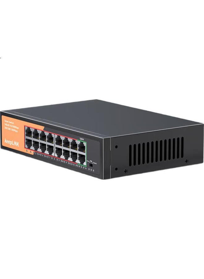 keepLiNK مفتاح كيبلينك Kp-9000 بسرعة 100 ميجابت في الثانية و16 منفذ، من فئة المؤسسات، للاستخدام المنزلي، السكن الجامعي، مراقبة الأمن، مقسم الشبكة، موزع التدفق، مفتاح - Image 3