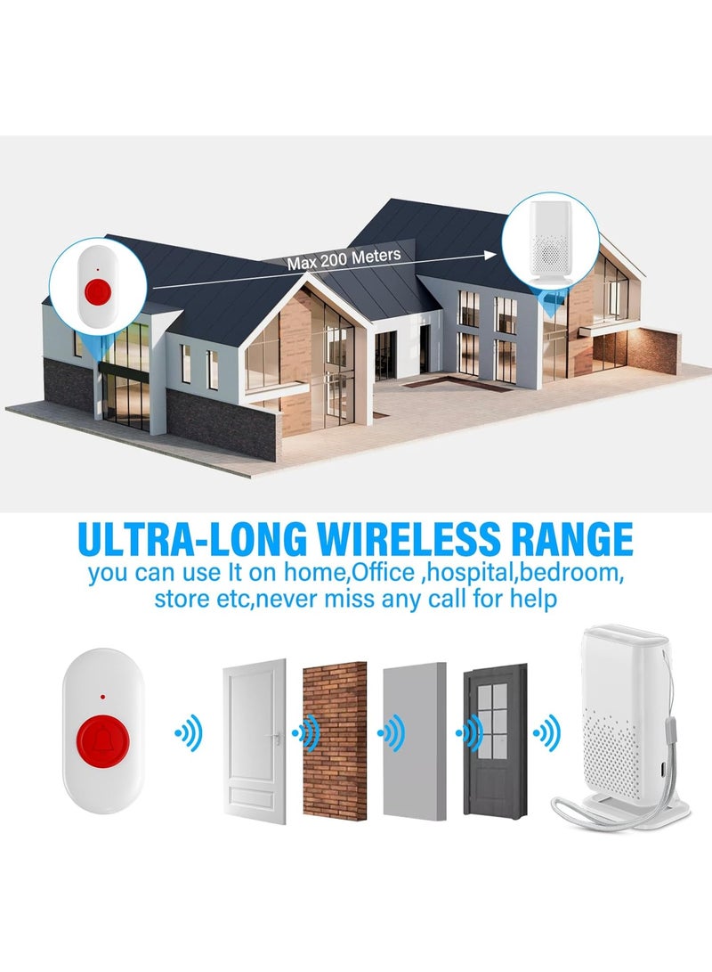 Relex Wireless Caregiver Pager Call, Button Call Bell Alert, Button Call Light System for Home, Elderly, Patients Nurse Alert System 1 Waterproof Transmitter 1 Portable Receiver - Image 4