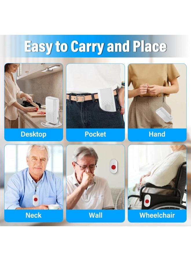 Relex Wireless Caregiver Pager Call, Button Call Bell Alert, Button Call Light System for Home, Elderly, Patients Nurse Alert System 1 Waterproof Transmitter 1 Portable Receiver - Image 3