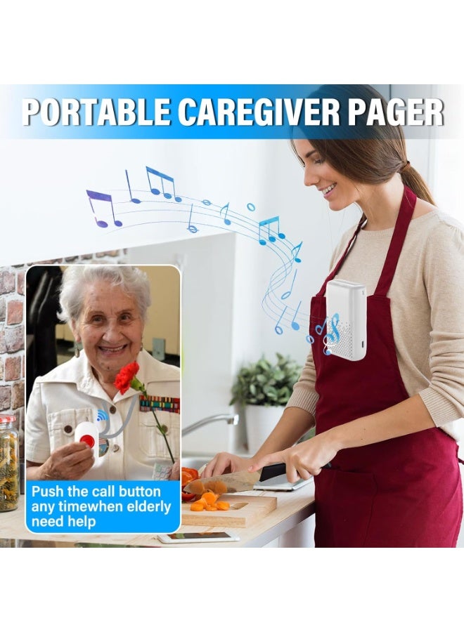 Relex Wireless Caregiver Pager Call, Button Call Bell Alert, Button Call Light System for Home, Elderly, Patients Nurse Alert System 1 Waterproof Transmitter 1 Portable Receiver - Image 2