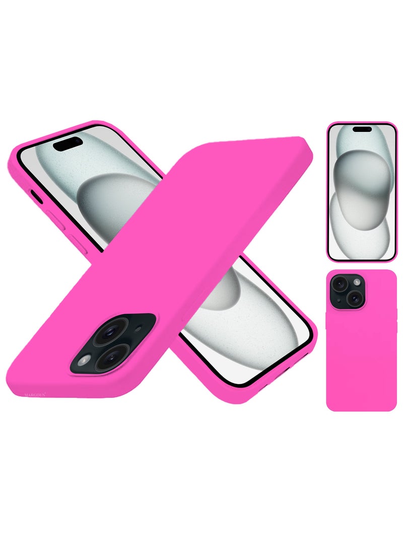 CATANES Silicone Case Cover for Apple iPhone 15 Plus, Slim Protective Cover with Microfiber Lining, Drop Protection - Hot Pink - Image 5