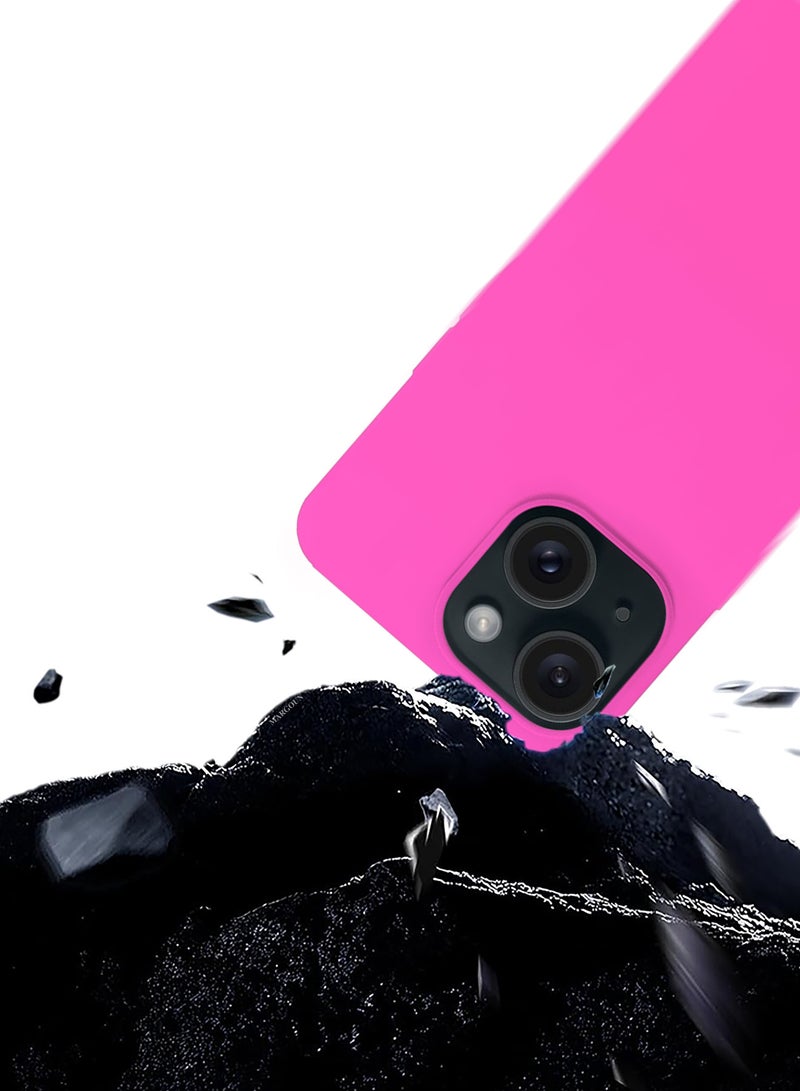 CATANES Silicone Case Cover for Apple iPhone 15 Plus, Slim Protective Cover with Microfiber Lining, Drop Protection - Hot Pink - Image 4