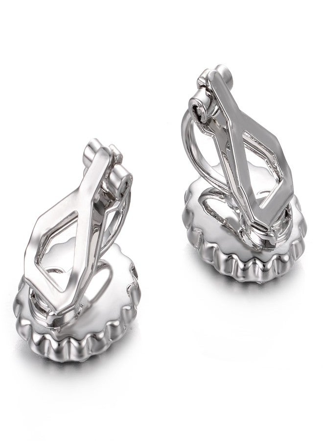 Yoursfs Sapphire Clip On Earrings for Women Platinum Plated Oval Halo Navy Crystal Antique CZ Earring - Image 5